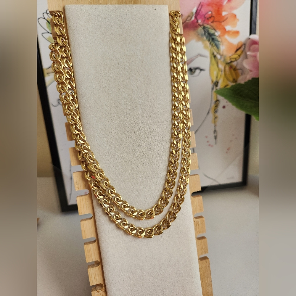 GIVENCHY 36" Snail Chain Gold Plated Long Necklace
